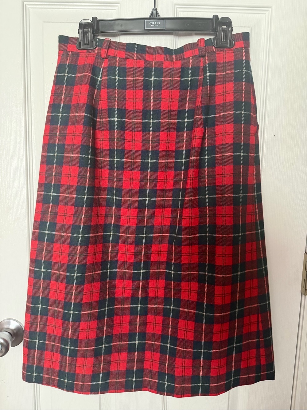 Pendleton Red and Black Plaid 100% Wool A-Line Skirt